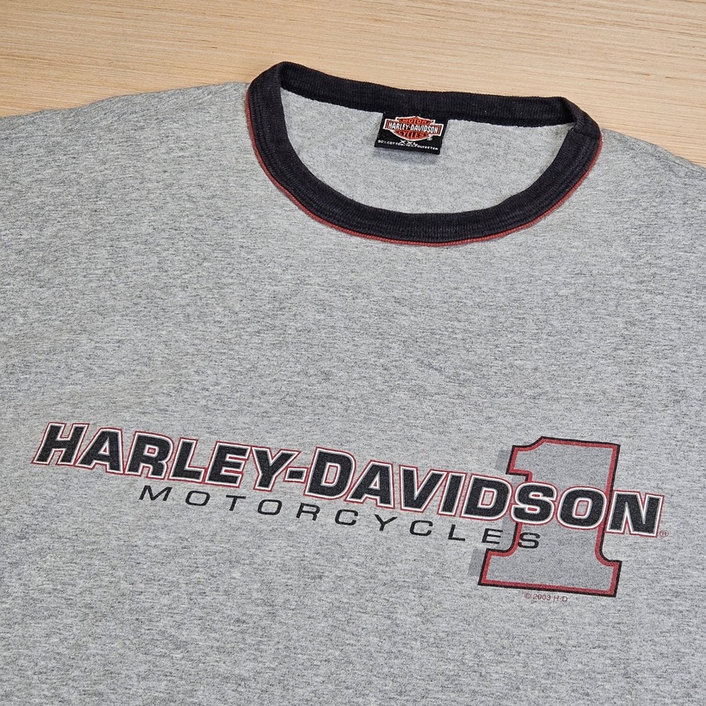 Vintage Harley-Davidson T-Shirt Men XXL Gray Centennial Park Ringer Vintage 2003